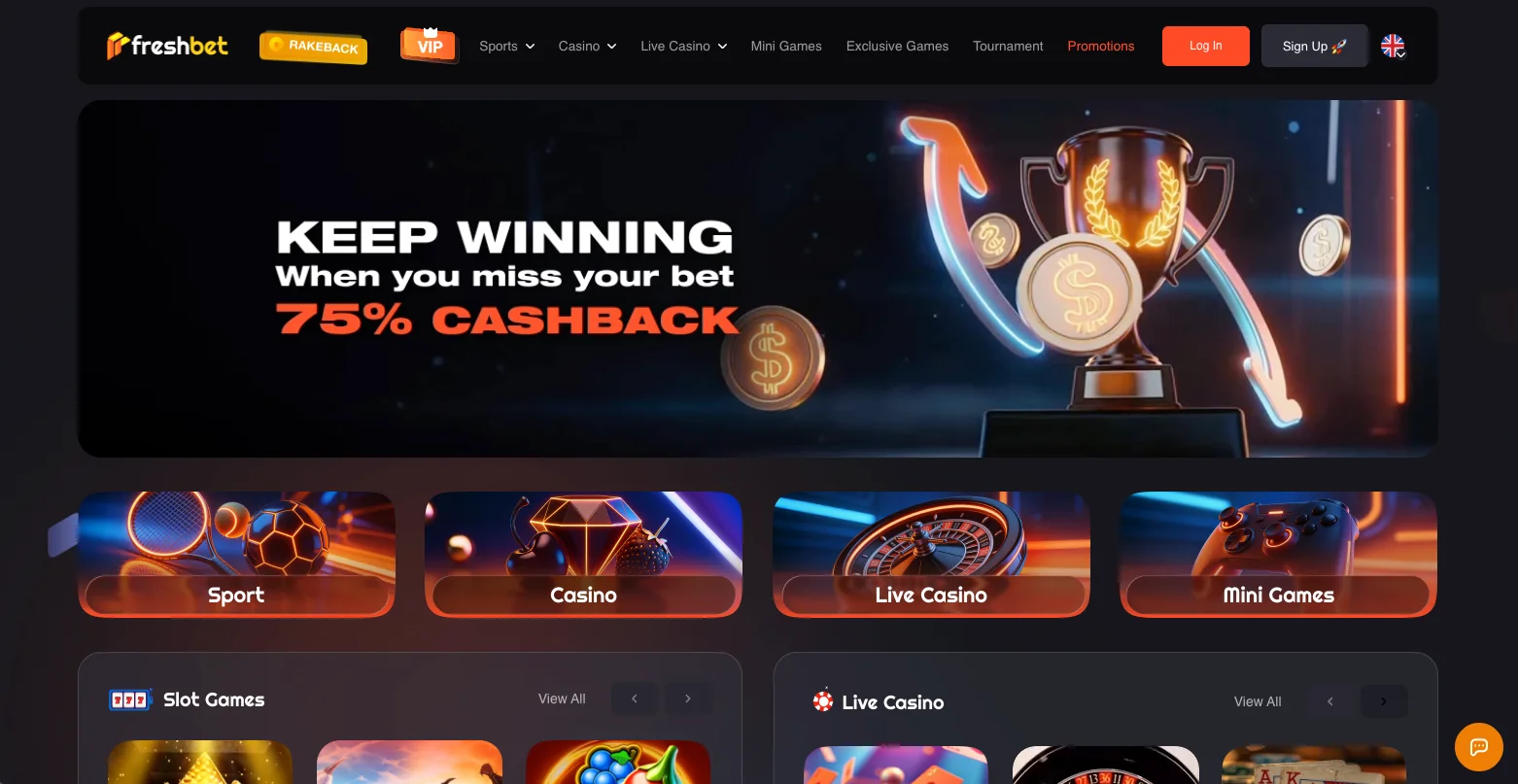 Freshbet casino screenshot